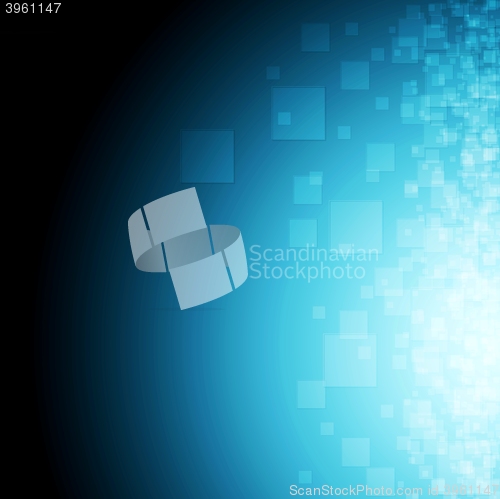 Image of Bright glowing blue squares tech background