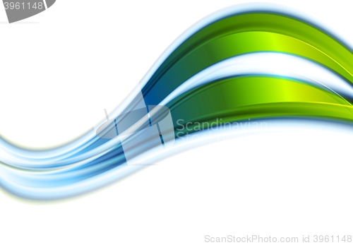 Image of Green blue abstract waves on white background