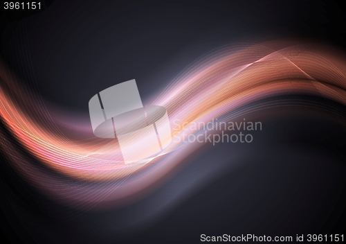 Image of Abstract glowing pink orange waves on dark background