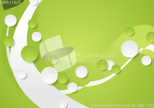 Image of Bright green wavy tech abstract background