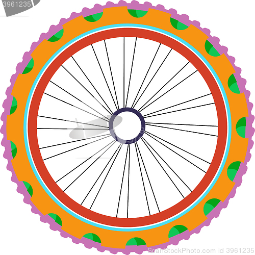Image of vector bike wheel silhouette with tyre and spokes isolated on white