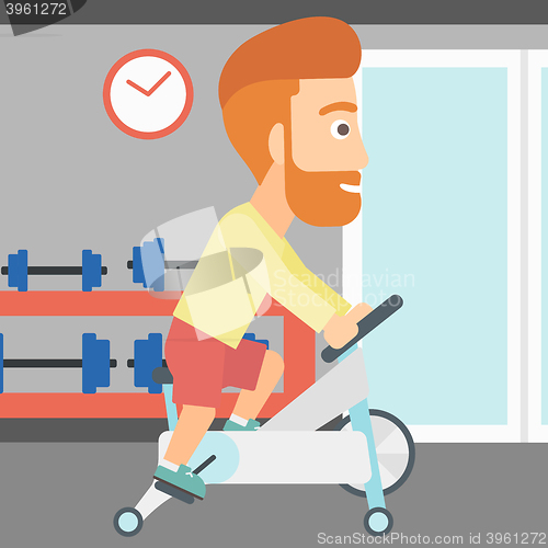 Image of Man doing cycling exercise.