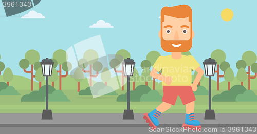 Image of Sporty man on roller-skates.