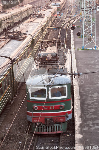 Image of Novosibirsk railway station in twilight. Russia