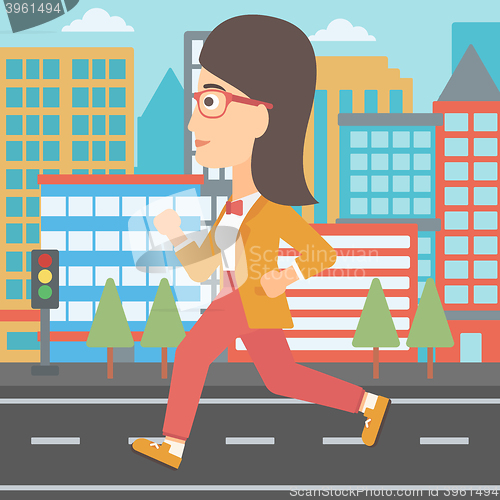 Image of Sportive woman jogging.