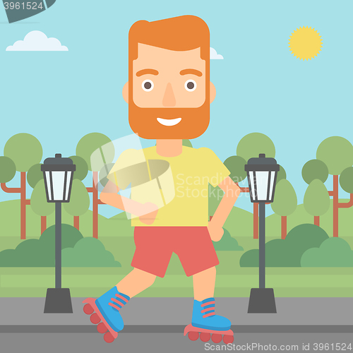 Image of Sporty man on roller-skates.