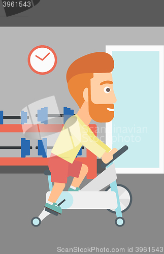 Image of Man doing cycling exercise.