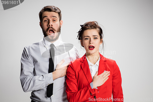 Image of The singing business man and woman