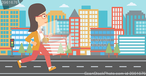 Image of Sportive woman jogging.