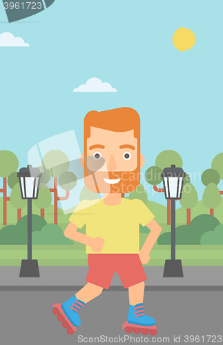 Image of Sporty man on roller-skates.