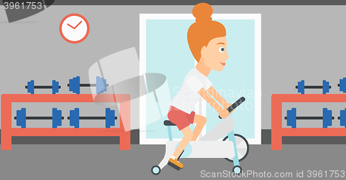 Image of Woman doing cycling exercise.