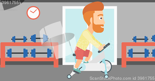 Image of Man doing cycling exercise.