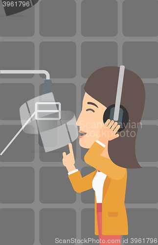 Image of Singer making record. 