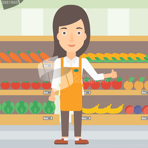 Image of Friendly supermarket worker.