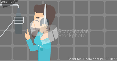 Image of Singer making record. 