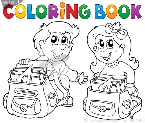 Image of Coloring book school kids theme 3