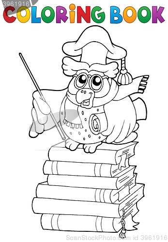 Image of Coloring book owl teacher theme 2