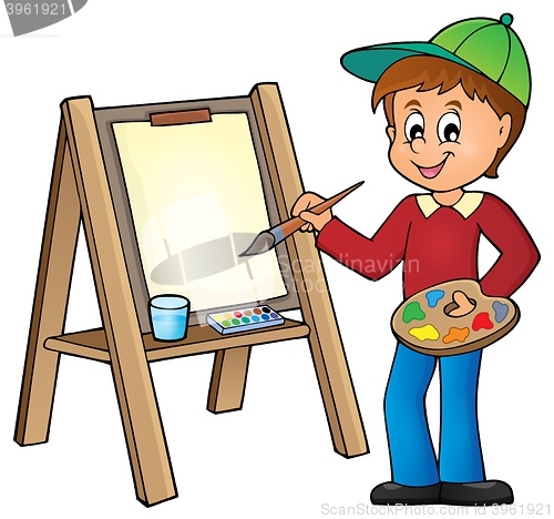 Image of Boy painting on canvas 1