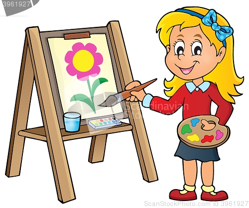 Image of Girl painting on canvas 1