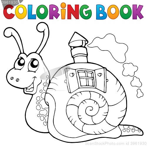 Image of Coloring book snail with shell house
