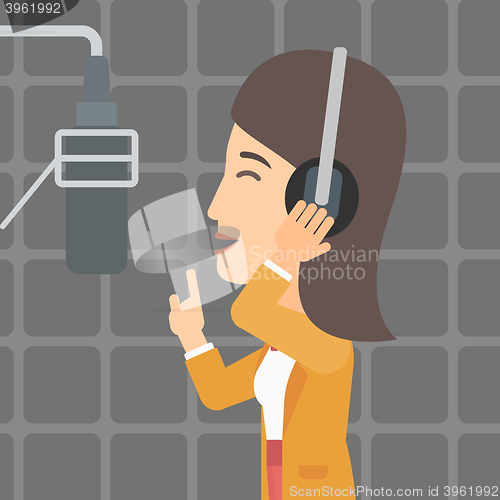 Image of Singer making record. 