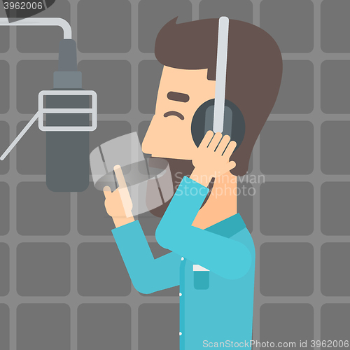 Image of Singer making record. 