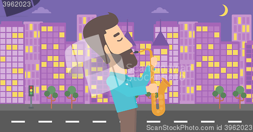 Image of Musician playing saxophone.