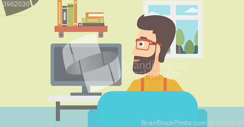 Image of Man watching TV.