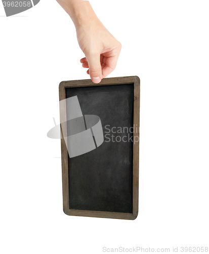 Image of Hand holding blackboard