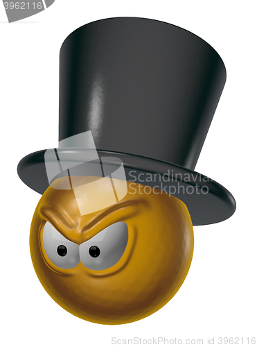 Image of angry looking emoticon on white background - 3d rendering