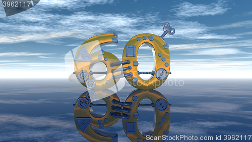 Image of steampunk number sixty under blue sky - 3d rendering