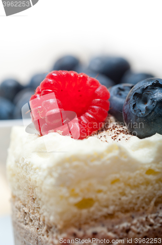 Image of fresh raspberry and blueberry cake