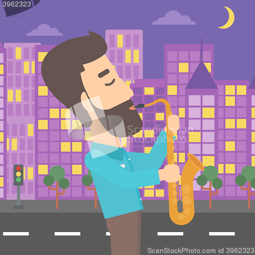 Image of Musician playing saxophone.