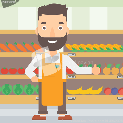 Image of Friendly supermarket worker.