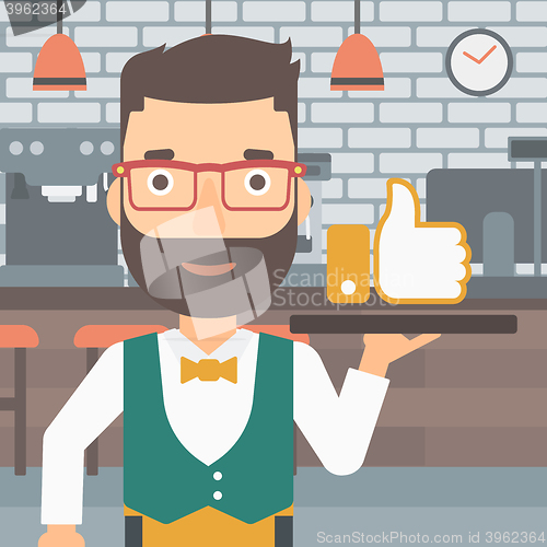 Image of Waiter with like button.