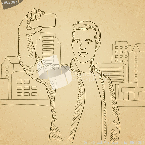 Image of Man making selfie.