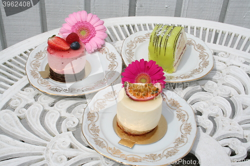 Image of Pastry with different kind of mousse, taste and bottom