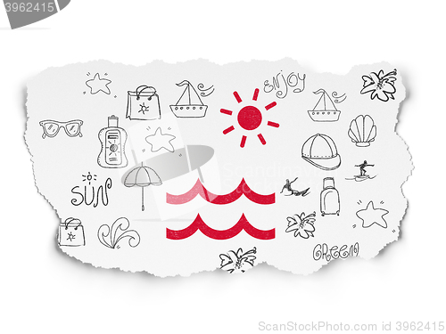 Image of Travel concept: Beach on Torn Paper background