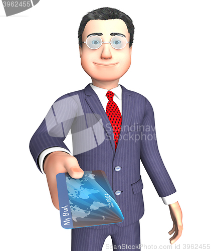 Image of Debit Card Indicates Credit Cards And Bankrupt 3d Rendering