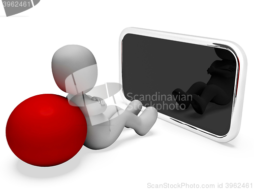 Image of Online Smartphone Represents World Wide Web And Man 3d Rendering
