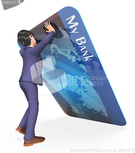 Image of Debit Card Means Credit Cards And Banking 3d Rendering