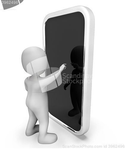 Image of Online Character Indicates World Wide Web And Telephone 3d Rende