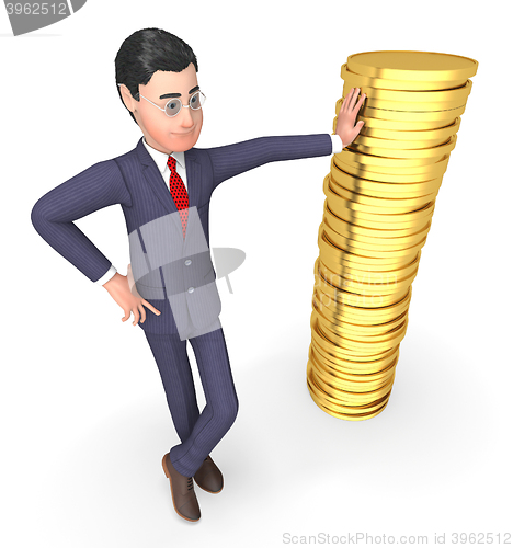 Image of Coins Finance Means Business Person And Currency 3d Rendering