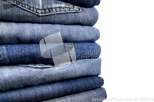 Image of stack of blue jeans