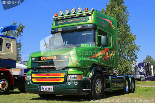 Image of Classic Green Bonneted Scania Truck