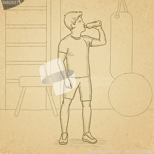 Image of Man drinking water.