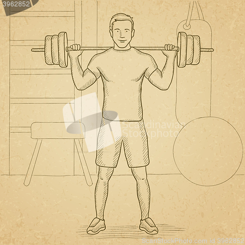 Image of Man lifting barbell.