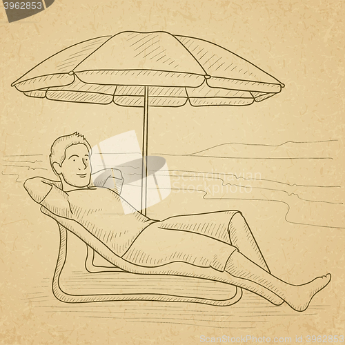 Image of Man sitting in chaise longue.