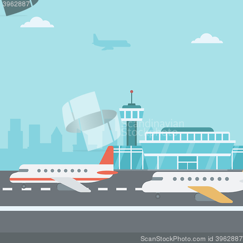 Image of Background of airport with airplanes.