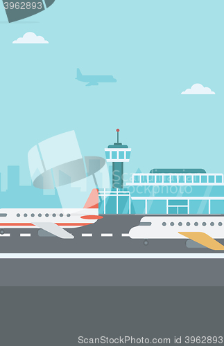 Image of Background of airport with airplanes.